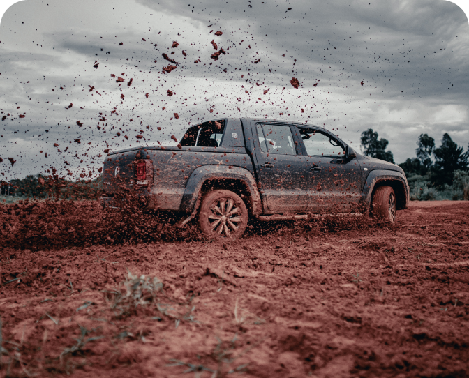 A pickup in mud